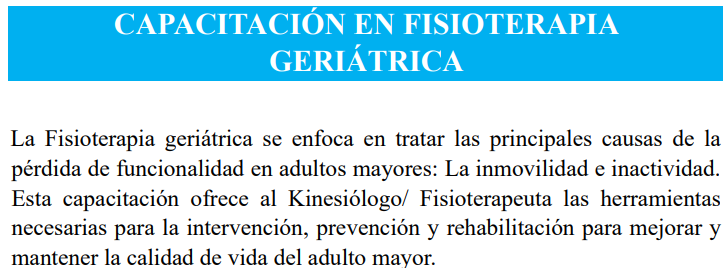 Capacitación En Fisioterapia Geriátrica