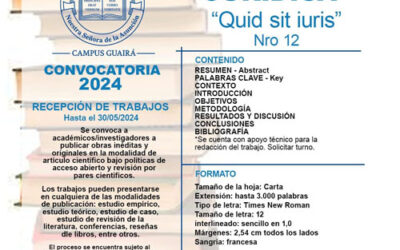 REVISTA JURÍDICA QUID SIT IURIS Nº12 CONVOCATORIA 2024.